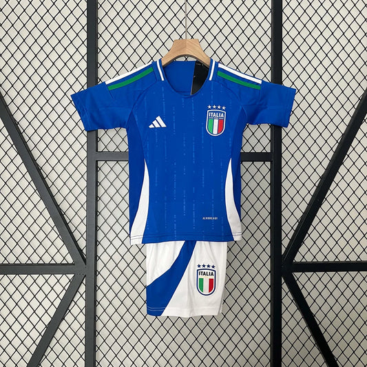 Maglia e pantaloncino da calcio casalinga della nazionale italiana 2024, per bambini
