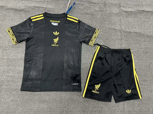 Maglia e pantaloncino da calcio nera edizione speciale nazionale del Messico 2025, per bambini