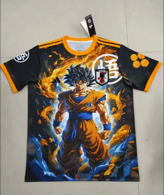Maglia da calcio gialla edizione speciale Dragon Ball Giappone 2025 - Goku